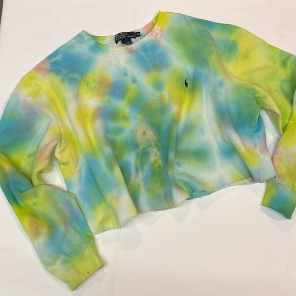 POLO Ralph Lauren Tie-Dye Cropped Sweatshirt C46 - Picture 1 of 5